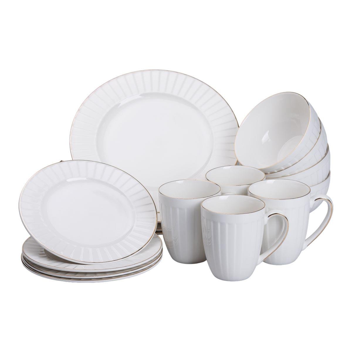 Сервіз столовий керамічний з позолотою на 4 персони Білий (5372) - фото 3 Сервіз столовий керамічний з позолотою на 4 персони Білий (5372) - фото 3