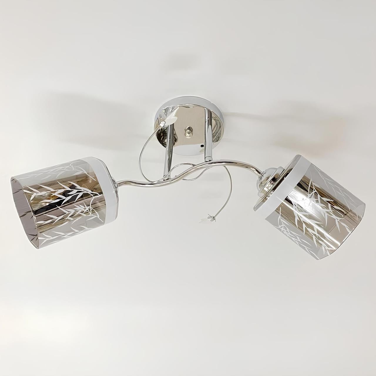 Люстра Valeso на два плафона с узорами под лампу Е27 Хром (6248E/2)