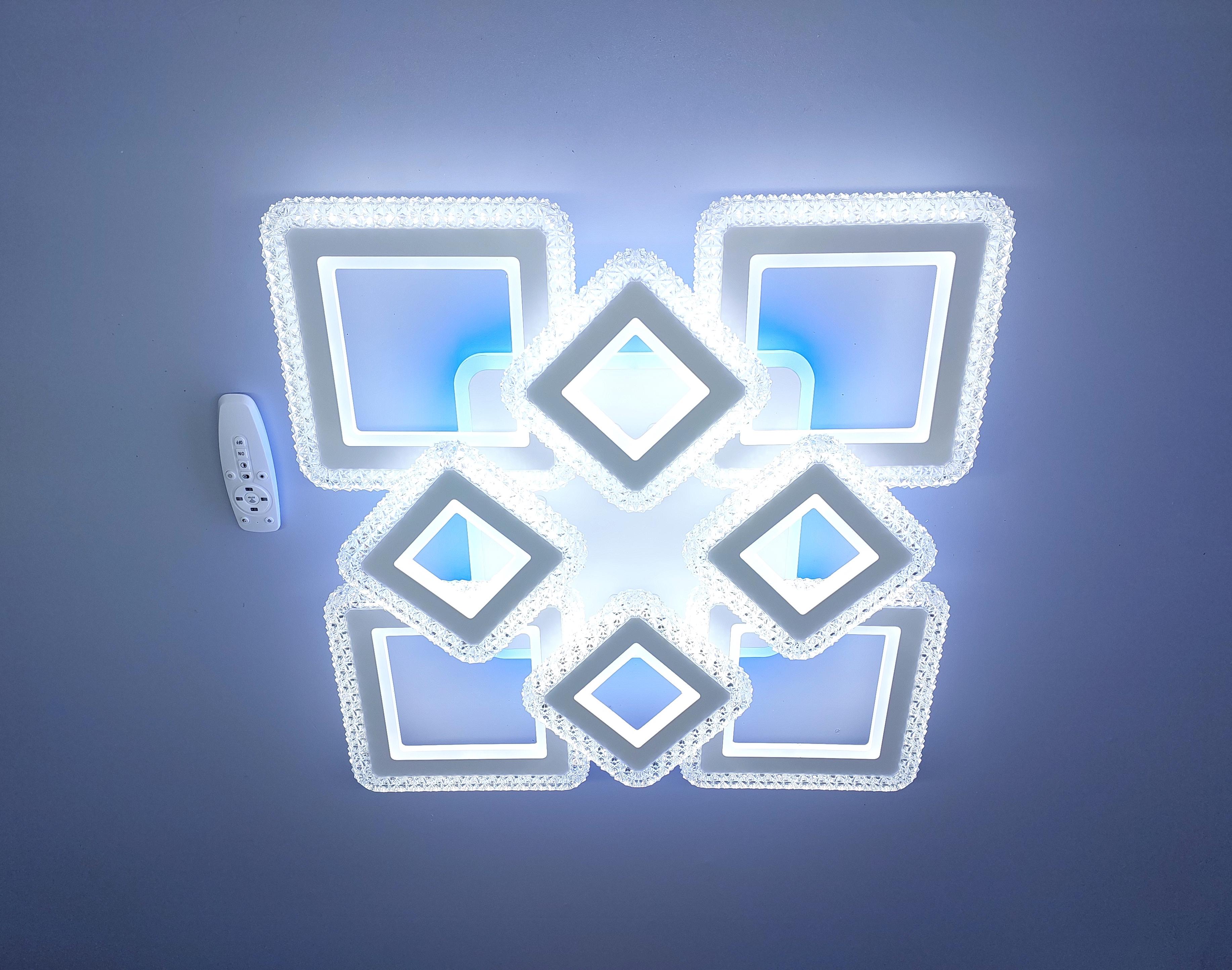 Люстра светодиодная и пультом 81/4+4 WH+RGB с подсветкой 320/36W Белый (18205295)