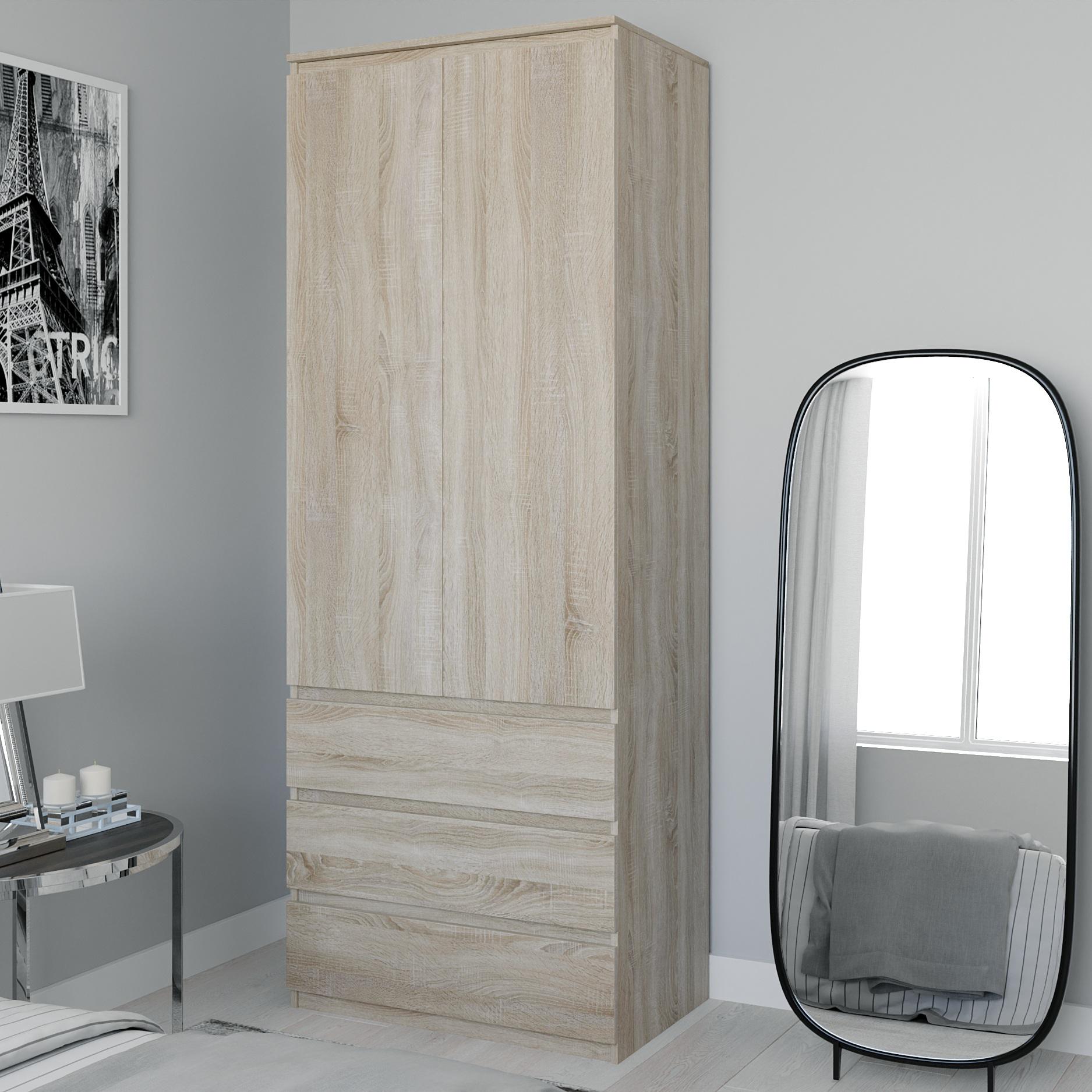 Шафа розпашна двохдверна з полицями та ящиками 800x2110x500 мм Дуб сонома (mt-210-sn) - фото 1 Шафа розпашна двохдверна з полицями та ящиками 800x2110x500 мм Дуб сонома (mt-210-sn) - фото 1