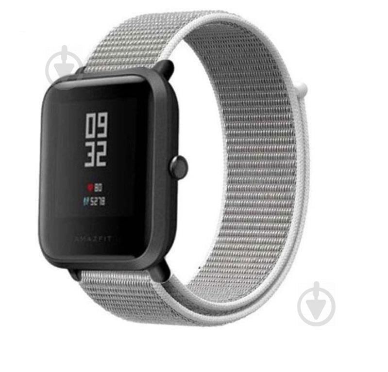 Ремінець BeWatch для Xiaomi Amazfit BIP| Lite | GTS | GTR 42mm нейлоновий 20мм липучка Білий (1011311)