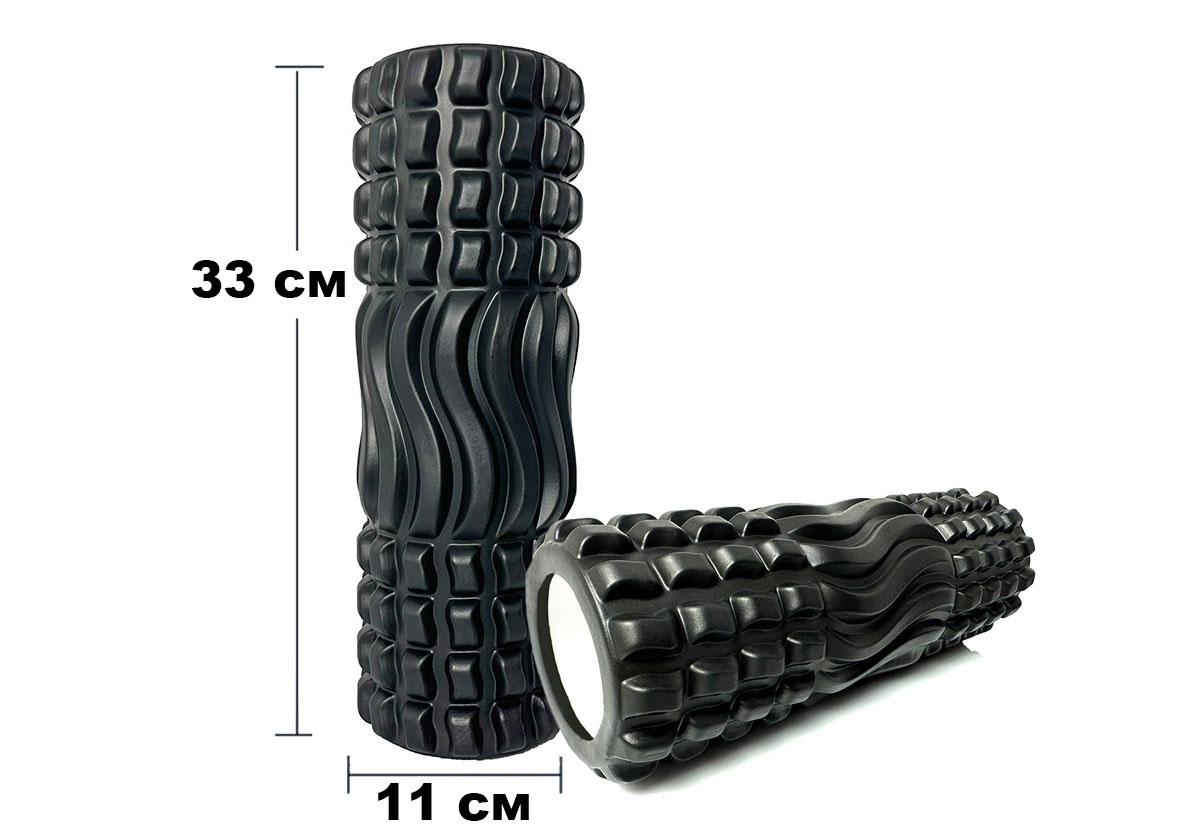Масажний ролик EasyFit Wavyspines 33 см Чорний (EF-3701-Bk) - фото 3