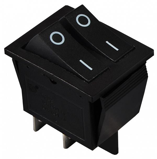 Переключатель АСКО-Укрем KCD2-2101 B/B 2 клавиши 2NO без подсветки 28,5 мм Черный (A0140040108)
