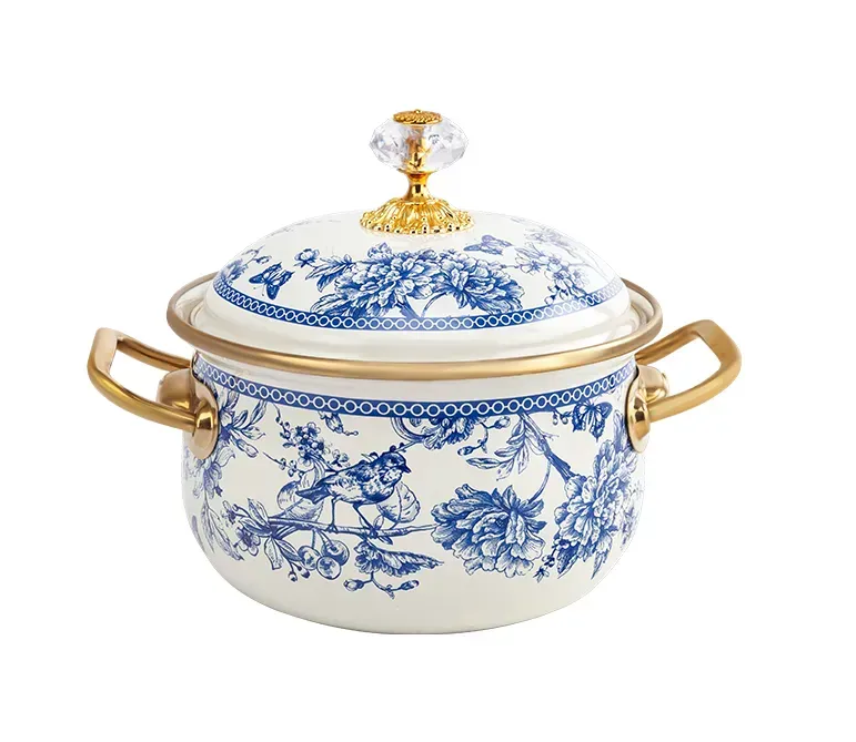 Кастрюля эмалированная BUTTERFLY Elmani с крышкой 1,5 л 14 см (763-026) - фото 1