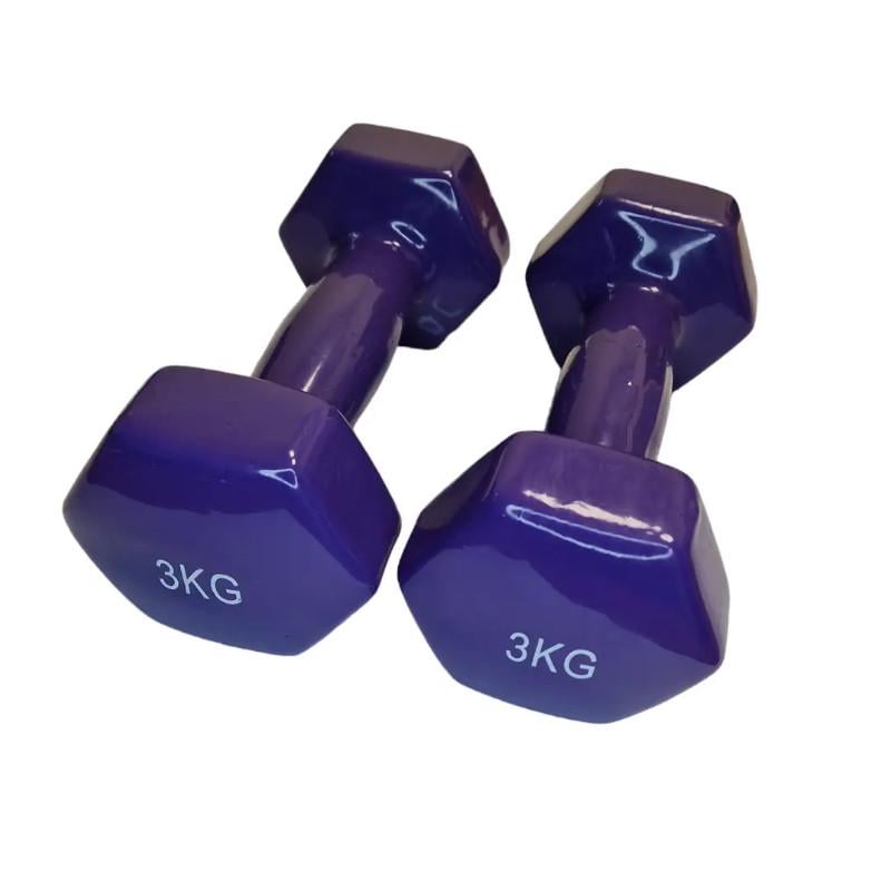 Гантель із вініловим покриттям Feel Fit 1 шт. 3 кг Фіолетовий - фото 3 Гантель із вініловим покриттям Feel Fit 1 шт. 3 кг Фіолетовий - фото 3
