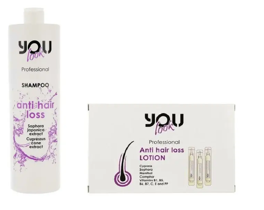 Комплект проти випадіння волосся шампунь/лосьйон You Look Professional Anti Hair Loss 1 л/10 ампул (2091110323)