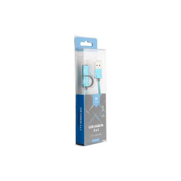 Кабель Vinga Fabric USB 2.0 AM to Lightning/Micro 5P 1 м Blue (VRC651B)