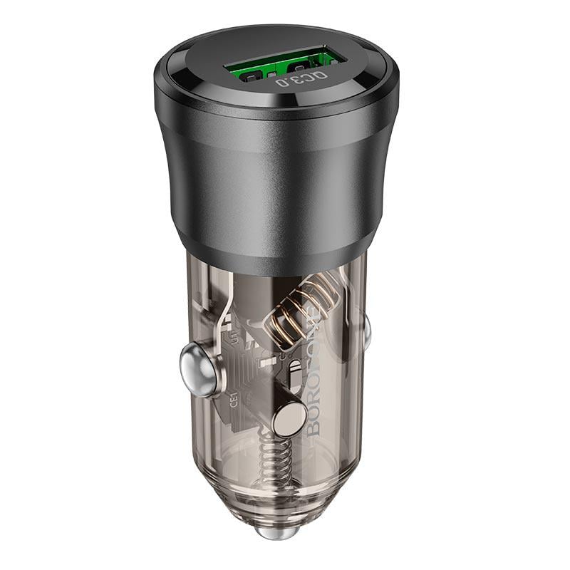 Зарядний пристрій в автомобіль Borofone BZ23 USB 18W 3A Transparent/Black