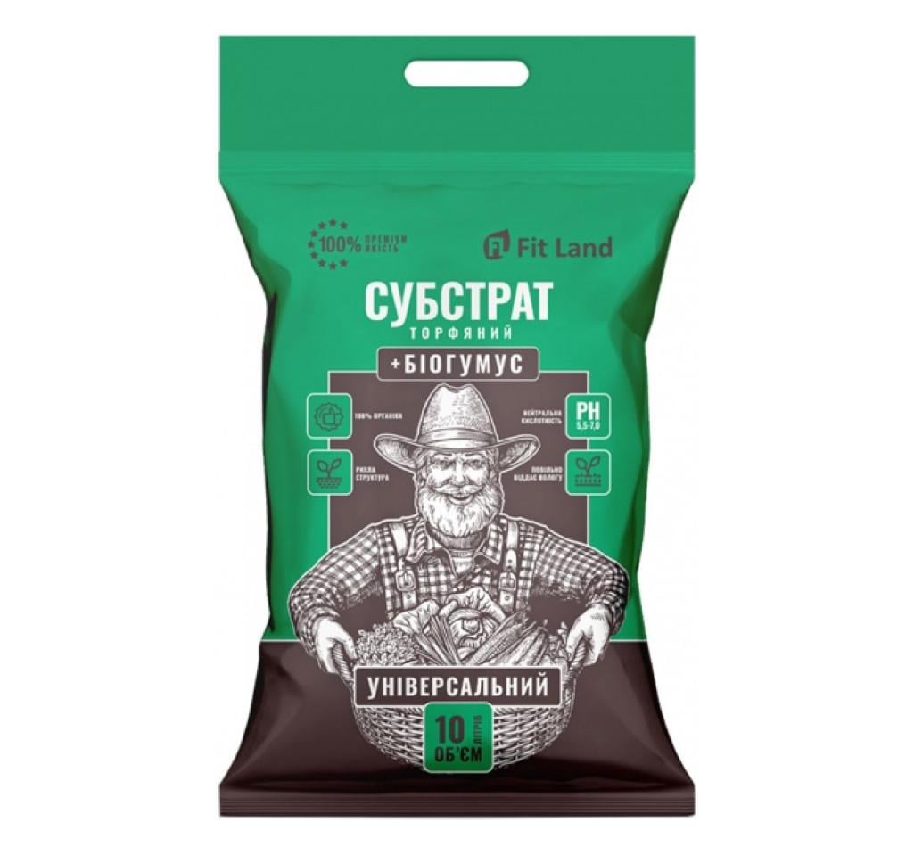 Субстрат Fit Land универсальный торфяной с биогумусом 10 л