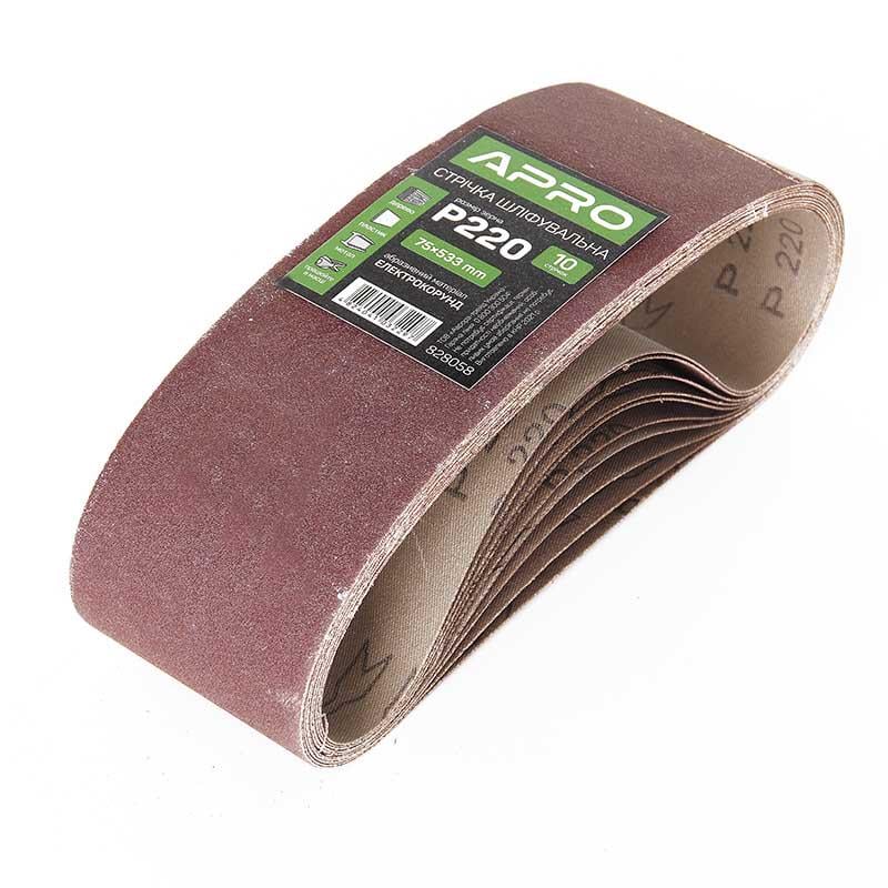 Стрічка шліфувальна нескінченна Apro P220 75x533 мм 10 шт. (18665543) - фото 1 Стрічка шліфувальна нескінченна Apro P220 75x533 мм 10 шт. (18665543) - фото 1