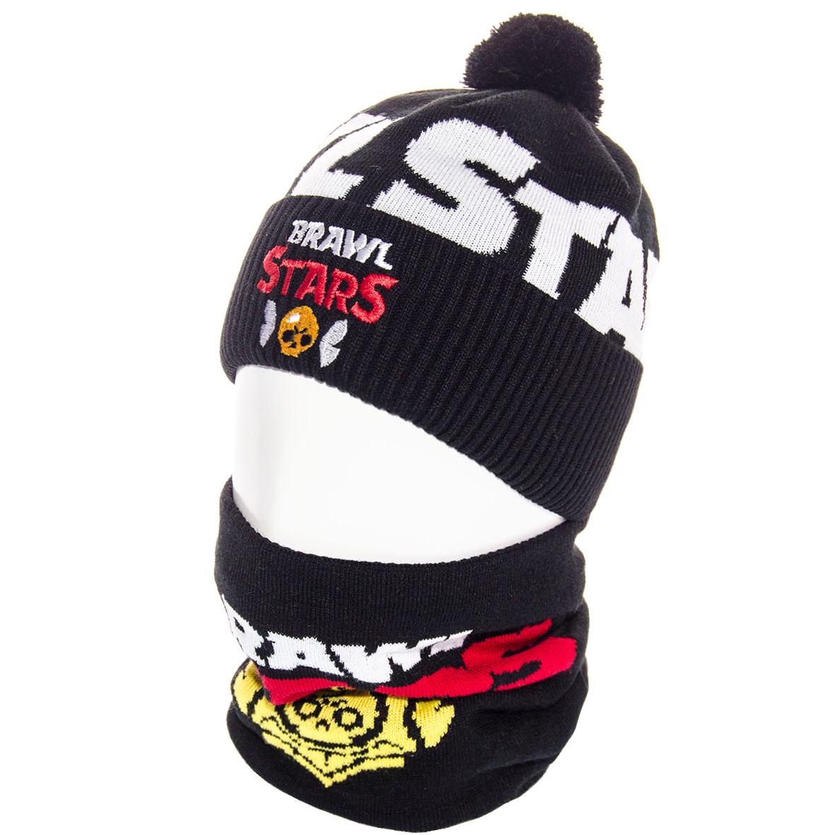 Детский комплект Sofi JAK20094K шапка на флисе с бубоном/снуд на флисовой подкладке р. 52-54 Черный