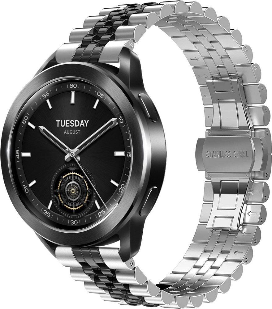 Браслет металевий Stech Line для Xiaomi Watch S3 Silver Black (37147-69)