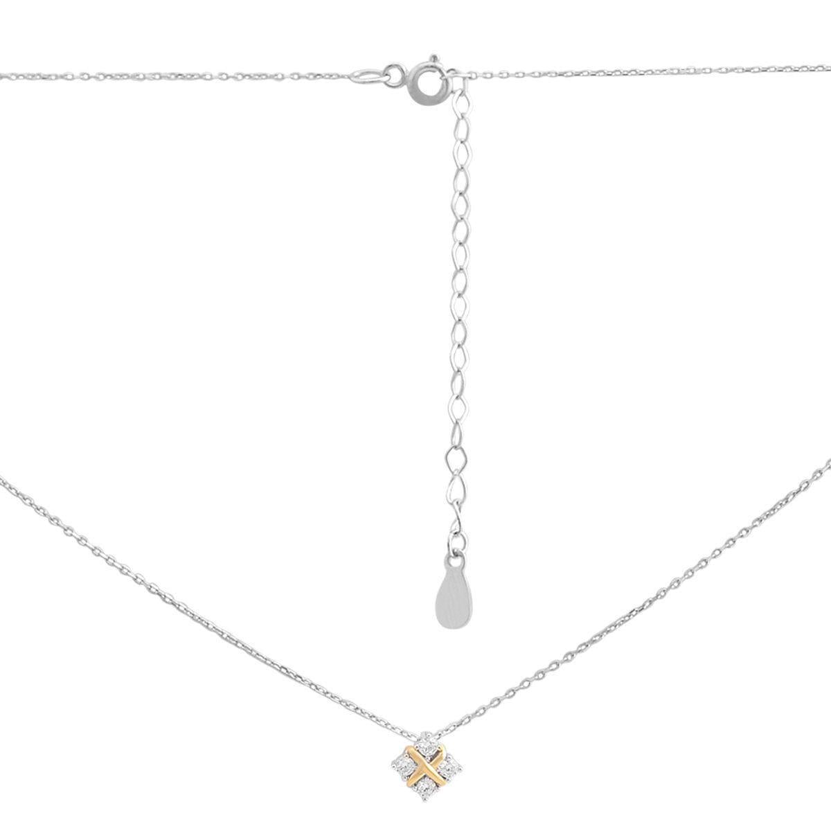 Кольє срібне LoveR з підвіскою у формі квітки з фіанітами та золотистими акцентами р. 40-45 см