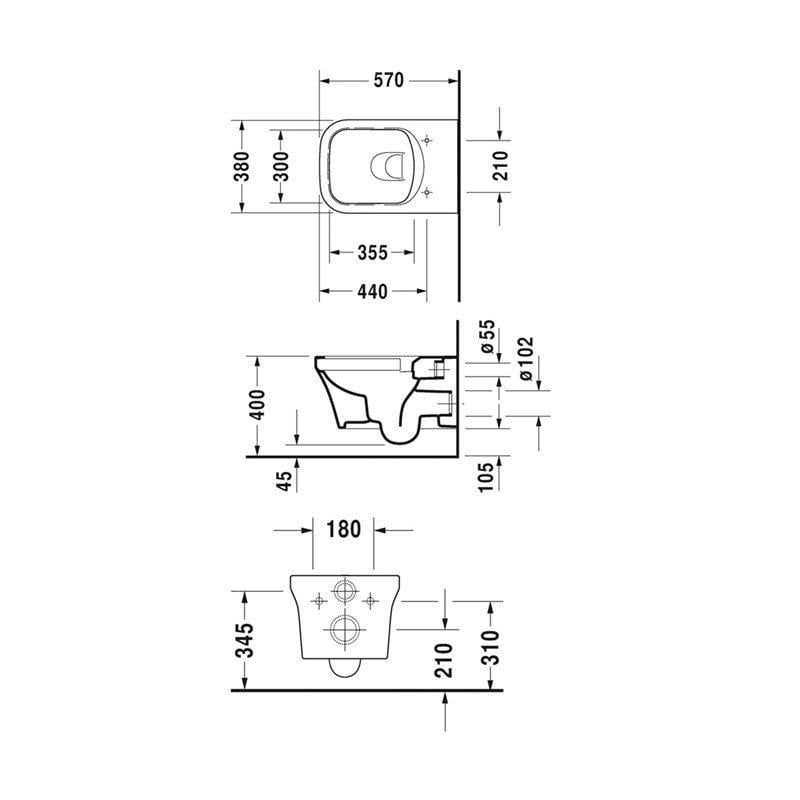 Унитаз подвесной DURAVIT P3 Comforts 2561090000_0020390000 безободковый с микролифтом (153546) - фото 2 Унитаз подвесной DURAVIT P3 Comforts 2561090000_0020390000 безободковый с микролифтом (153546) - фото 2