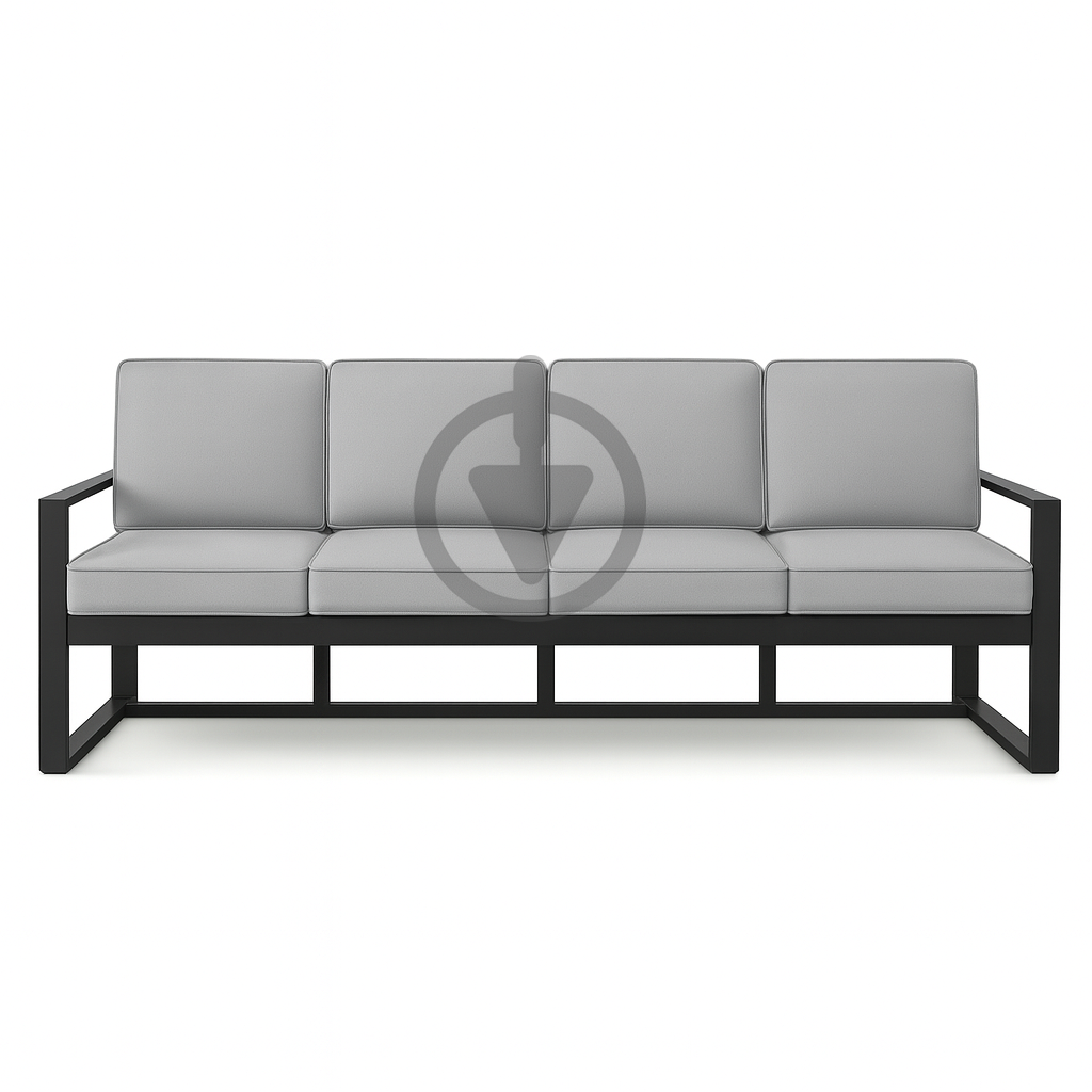 Диван металлический AVVS Бостон лофт с подлокотниками рогожка 250 см Светло-серый - фото 2