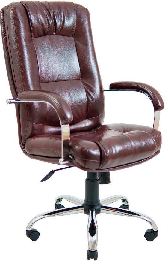 Офисное кресло руководителя AlbertoDesign AniFyx М-2 хром прорезиненные колеса экокожа Lord Коричневый (rch_chr_00069)