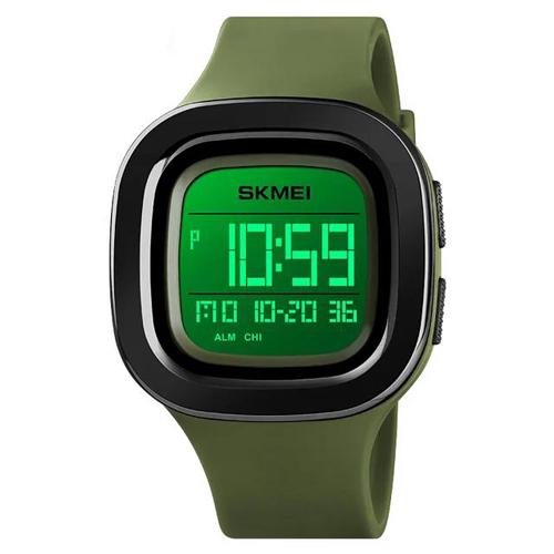 Часы наручные с подсветкой Skmei 1580AG 5 ATM 43 мм Black/Green (597982)