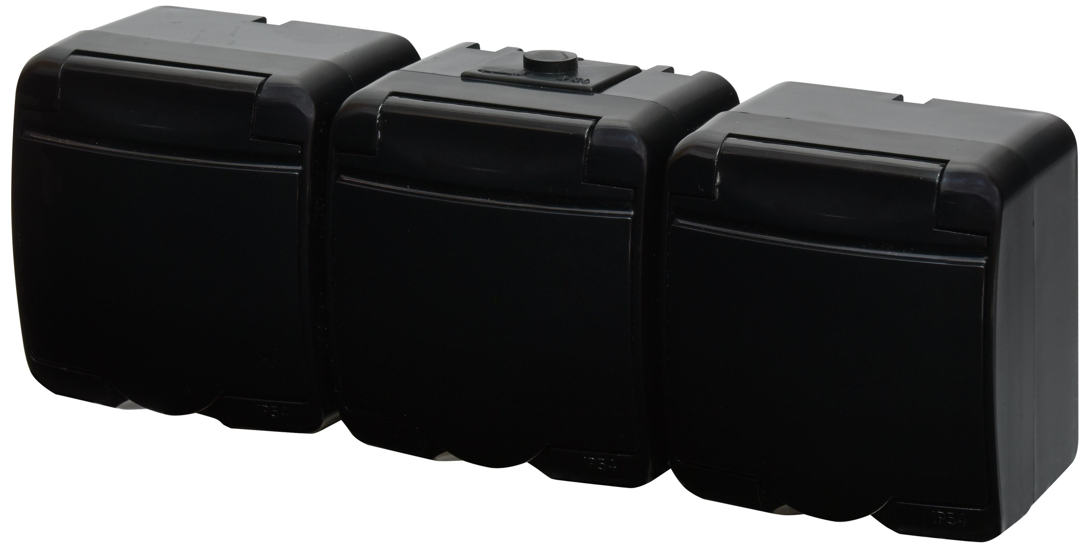 Розетка тройная ETI Hermetics RHE-3s-BL IP54 с заземлением и черной крышкой 16 А 250 В Черный (4668095)