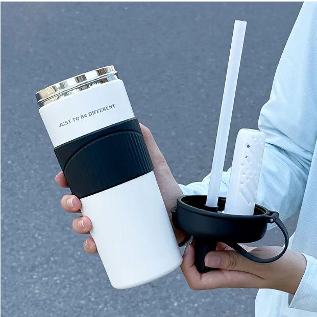 Термокухоль JUST TO BE DIFFERENT з соломинкою та чайним інфузором антиковзна без BPA 650 мл Чорно-білий (2803287782) - фото 5 Термокухоль JUST TO BE DIFFERENT з соломинкою та чайним інфузором антиковзна без BPA 650 мл Чорно-білий (2803287782) - фото 5