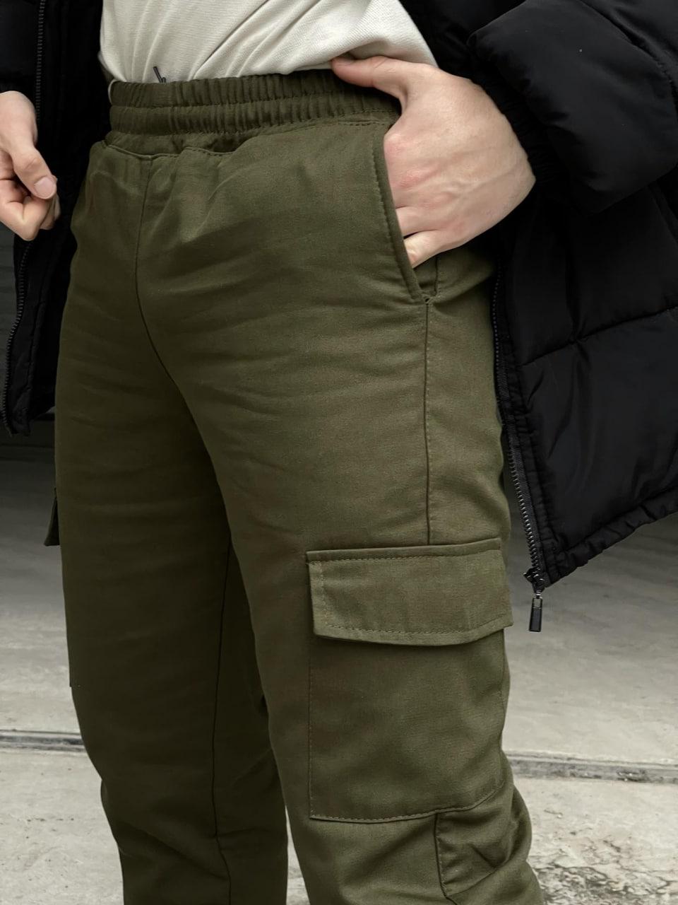 Брюки карго на флисе с карманами XL Хаки (8923) - фото 7