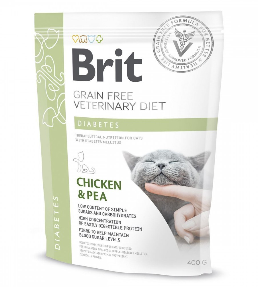 Корм сухий Brit GF VetDiet Cat Diabetes для котів при цукровому діабеті з куркою та горохом 400 г - фото 1