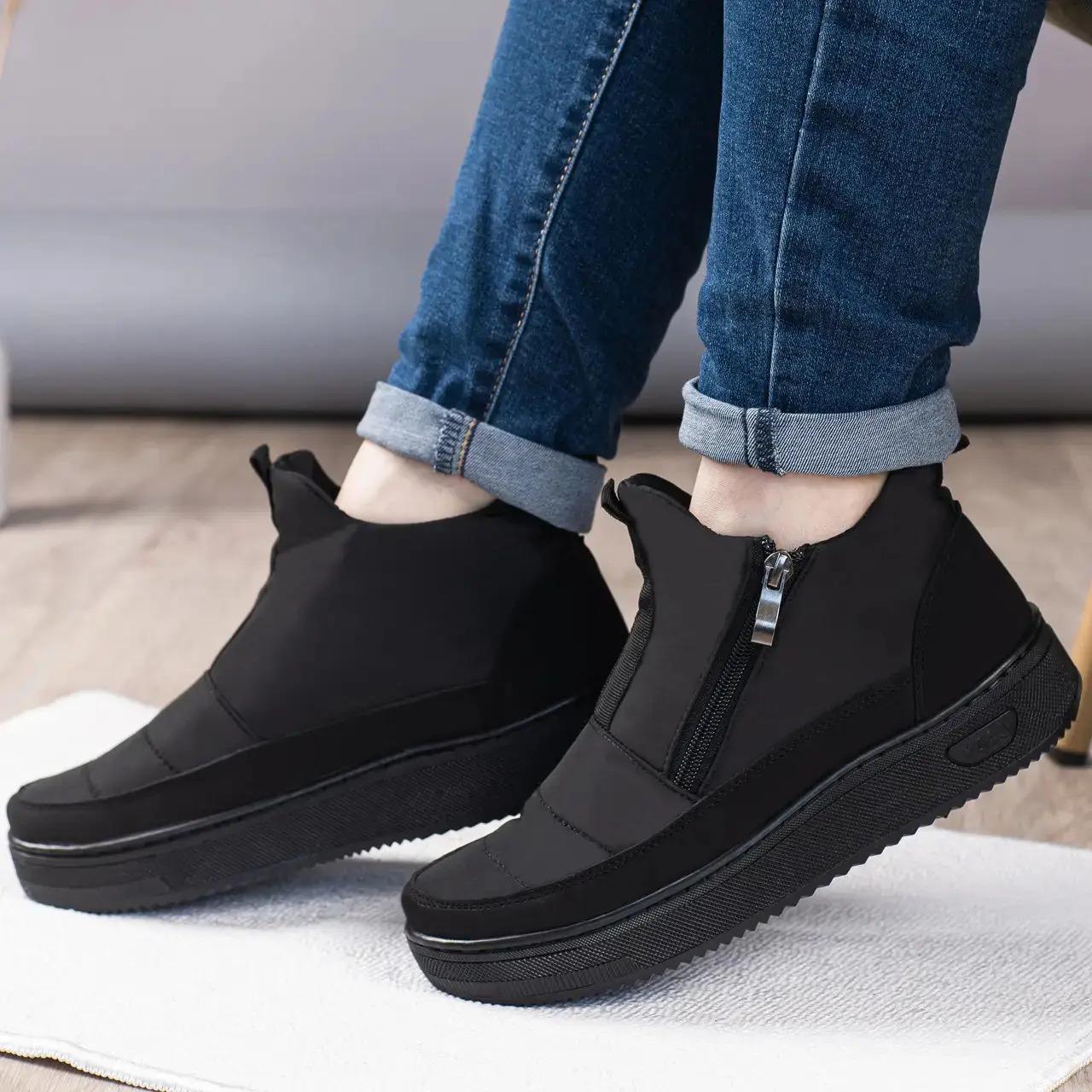 Дутики жіночі зимові Кредо короткі з хутром на двох блискавках р.38 Чорний (4220002)