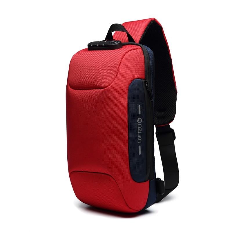 Городской рюкзак Ozuko Backpack с кодовым замком и USB 17х8х34 см Красный (SUN5648)