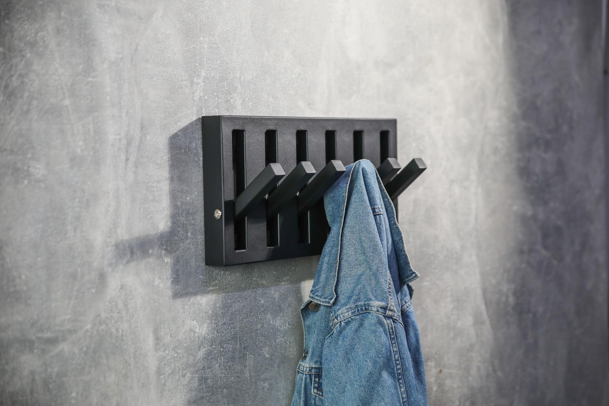 Вешалка настенная металическая с высувными крючками оригинальный декор прихожей 37х20х4 см (ML-92.1)