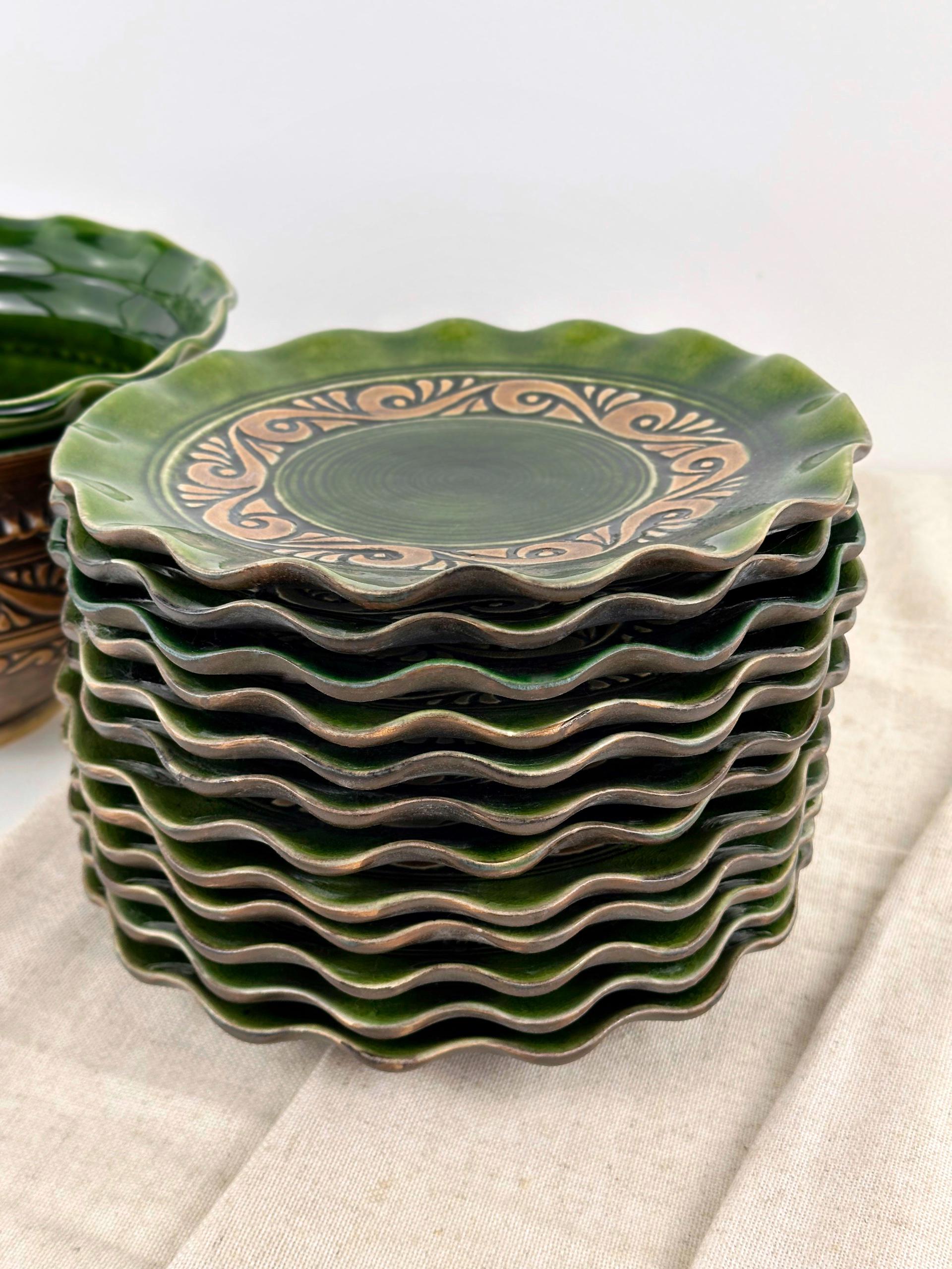 Набор рождественской керамической посуды Шляхтянский для угла на 12 человек Коричневый (7019-39) - фото 6