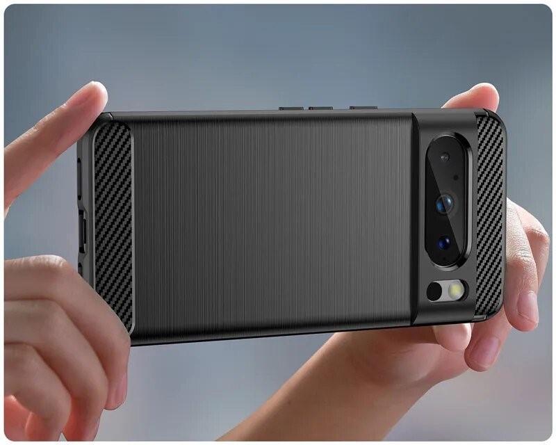 Чехол силиконовый carbon для Google Pixel 8 Pro (Темно-синий) - фото 6