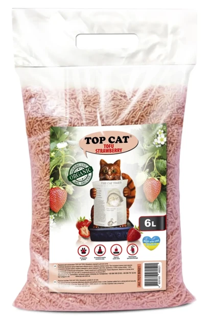 Наповнювач для котячого туалету Top Cat Tofu соєвий Тофу з ароматом Полуниця 6 л 2,5 кг