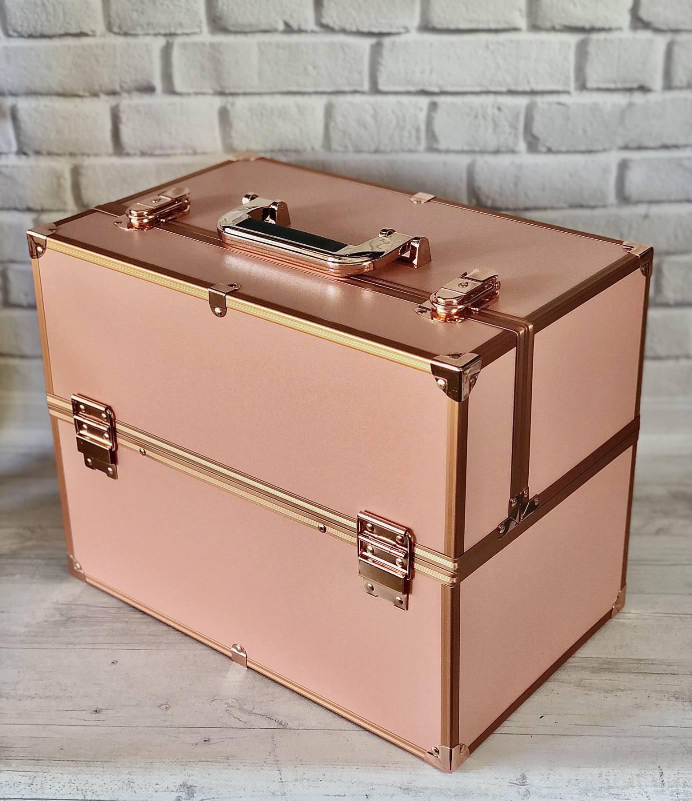 Валіза для косметики з розсувними полицями Пудровий (6276)