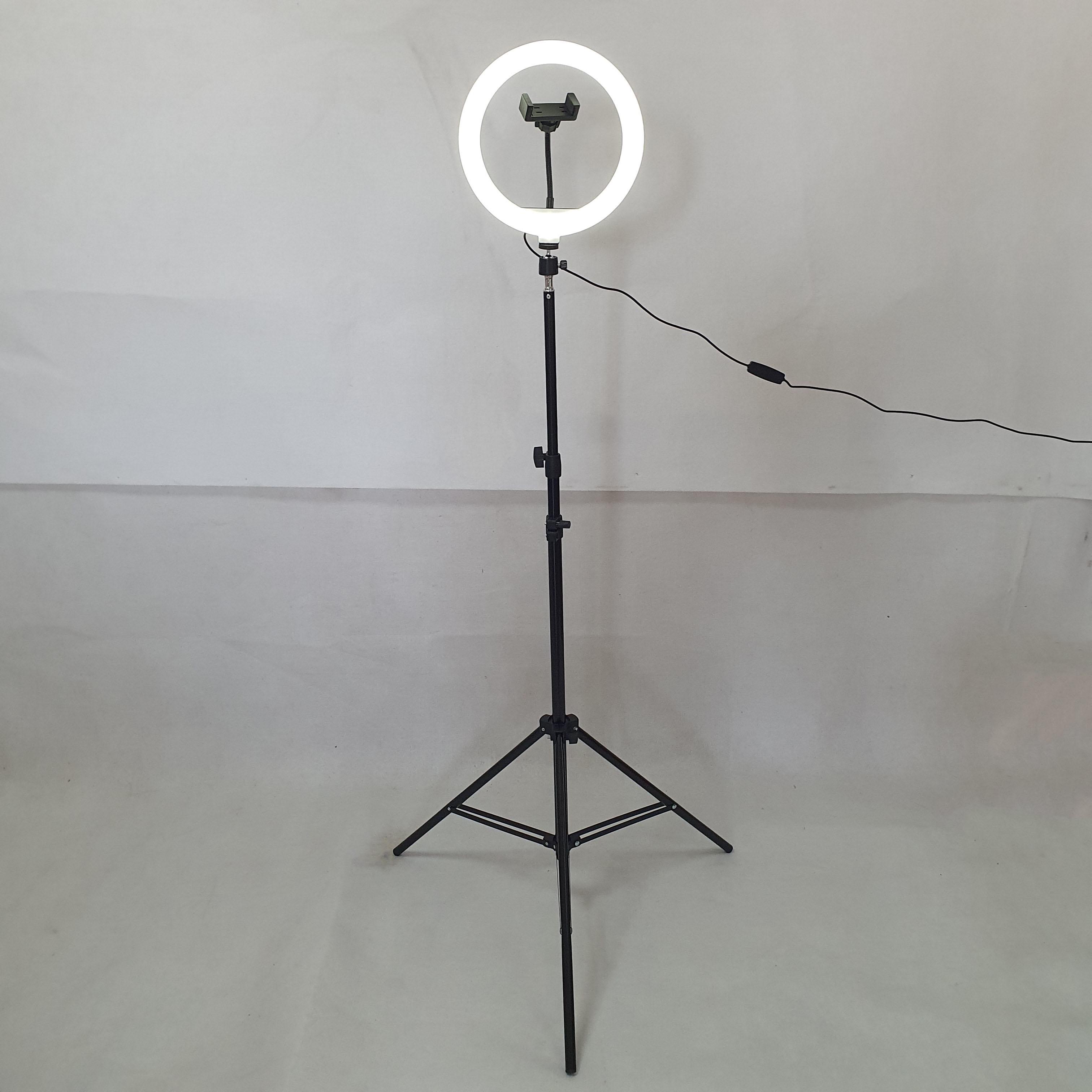 Лампа кольцевая Ring Fill Light LED для селфи с держателем для телефона и штативом 26 см (QX-260T)