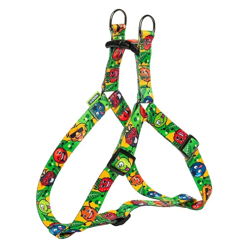 Шлея ТМ HiDog Crazy fruits S обхват грудной клетки 40-56 см ширина 10 мм Green