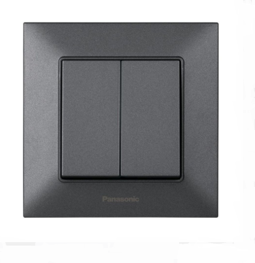 Выключатель двухклавишный Panasonic Arkedia Slim Серый (25599240)