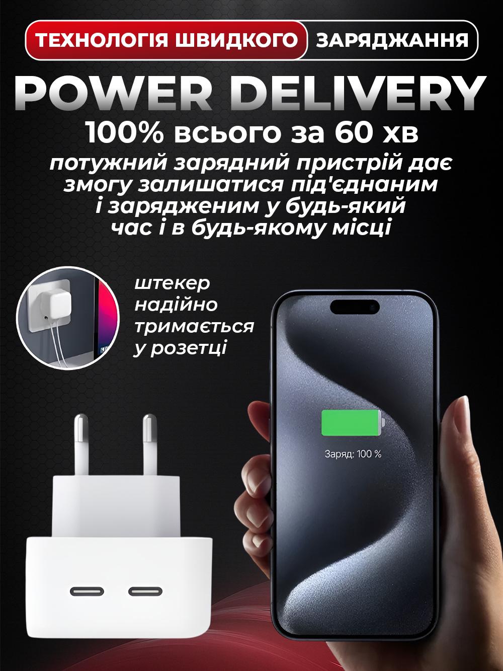 Зарядний пристрій Apple 35W Dual USB-C Port Power Foxconn із швидкою зарядкою (a1430996) - фото 6
