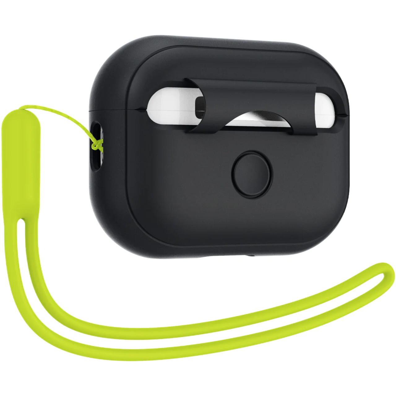 Чехол для наушников Spigen Silicon Fit with Strap for AirPods Pro 2 Black/Phantom Green (ACS05810) - фото 2