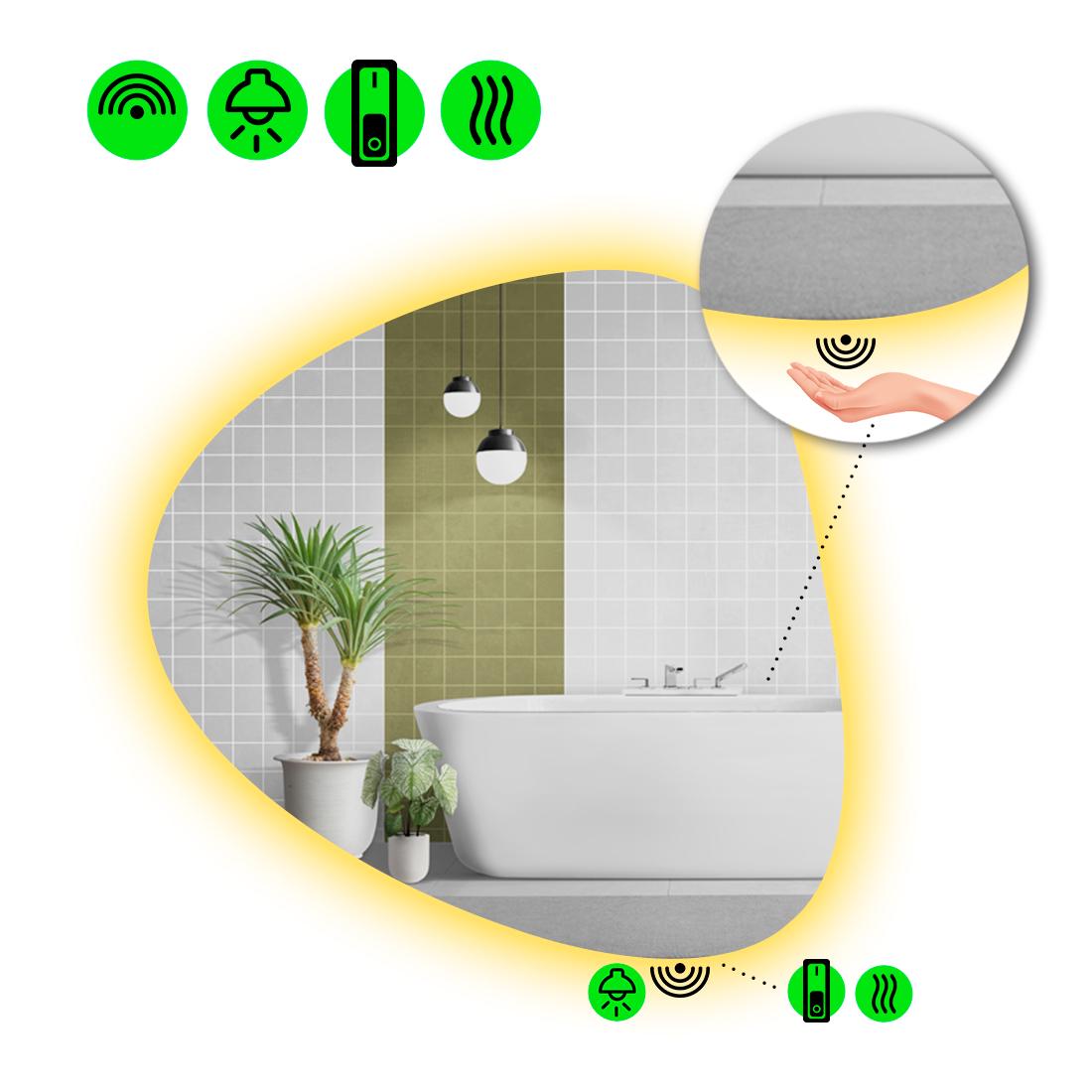 Зеркало с LED подсветкой Nuvola 2 с ИК включателем и подогревом 120x120 см (8737111)