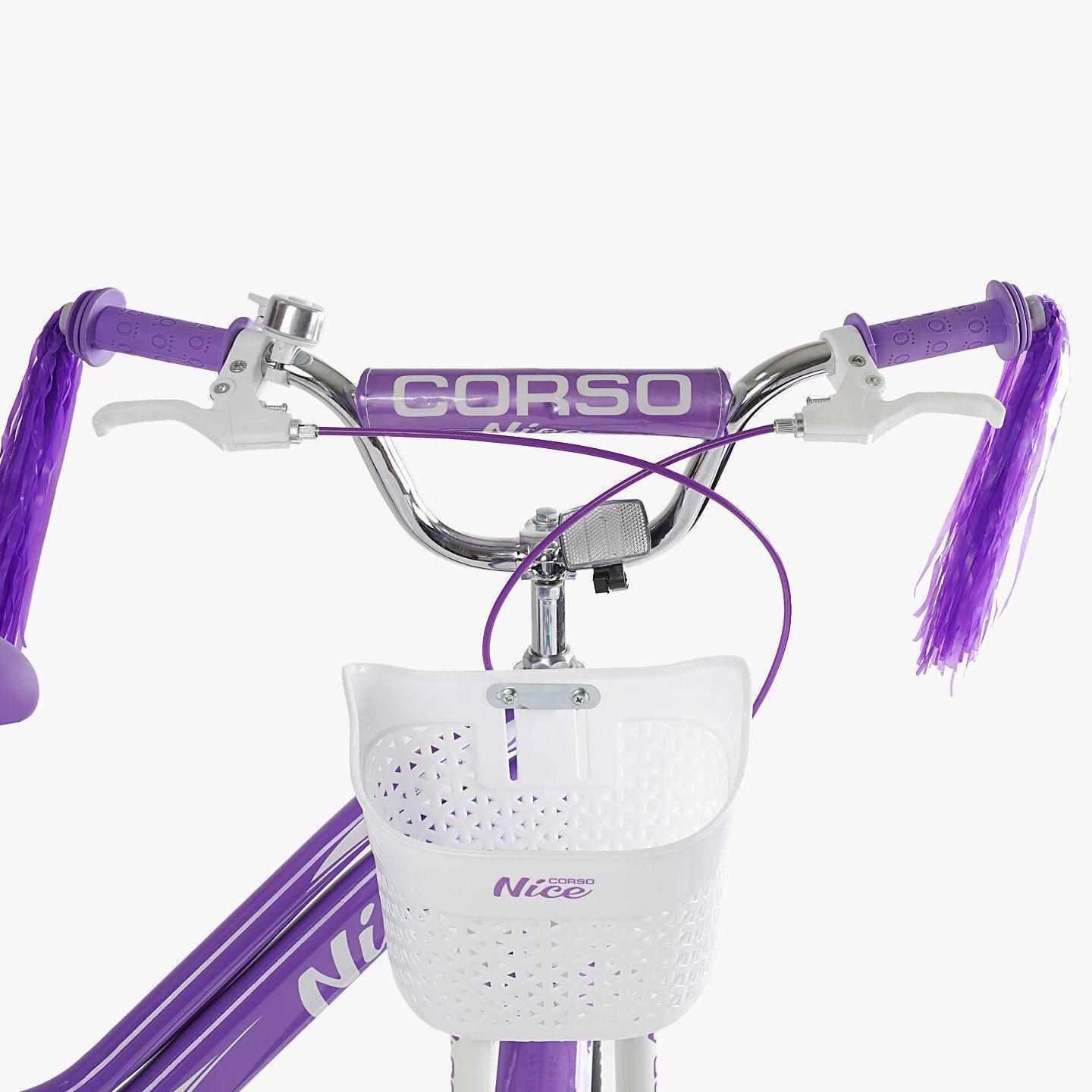 Дитячий велосипед з кошиком та багажником для дівчинки Corso Nice 20" Фіолетовий (724092672) - фото 7