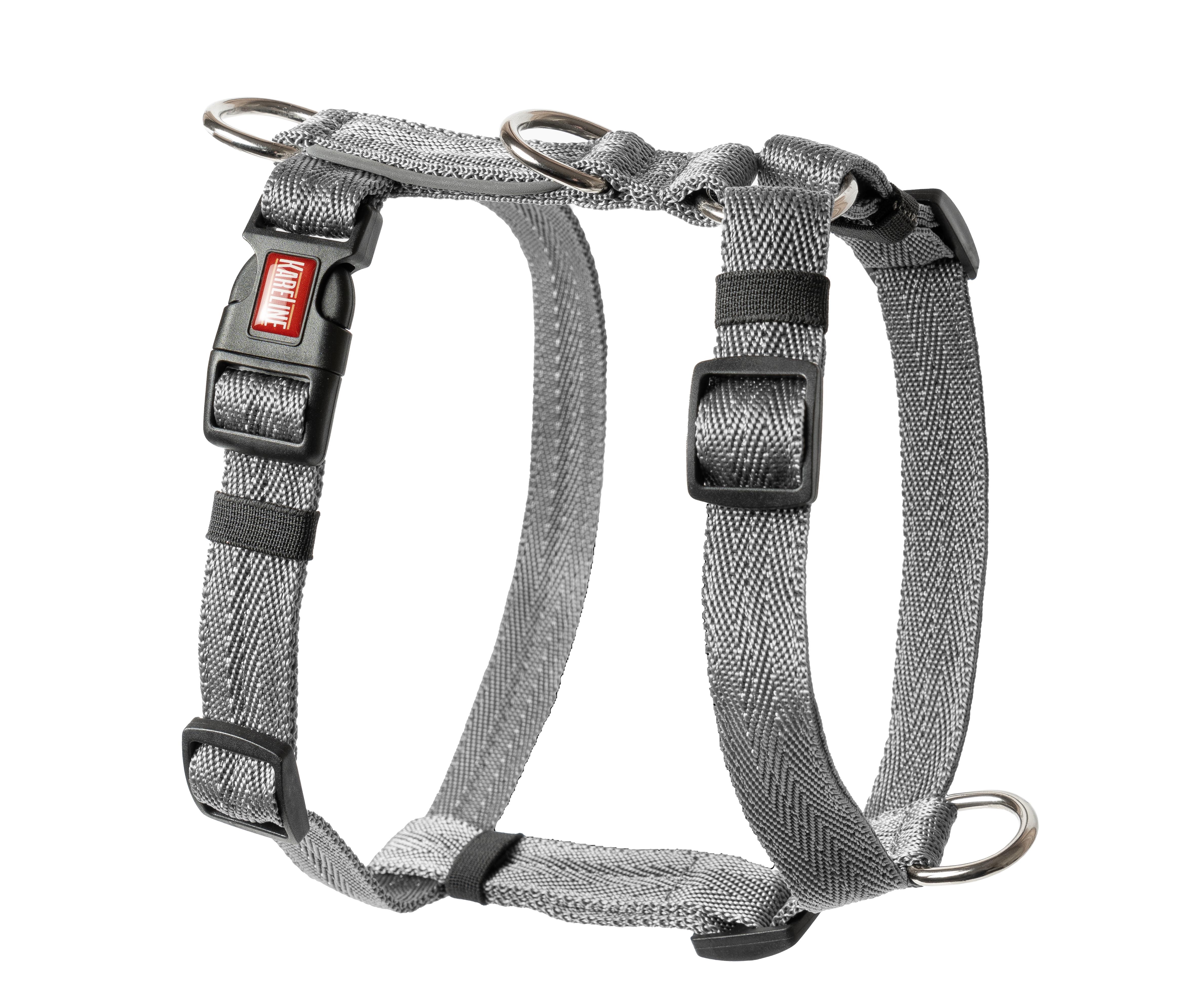 Шлея анатомическая KareLine из нейлона со светоотражающими элементами 25 мм А:340-540 мм В:470-690 мм Серый (0976/10) - фото 1