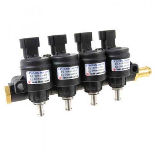 Форсунки Hana 2002 Rail type B красные в планке 4 цилиндра (H-R2002-4-B)