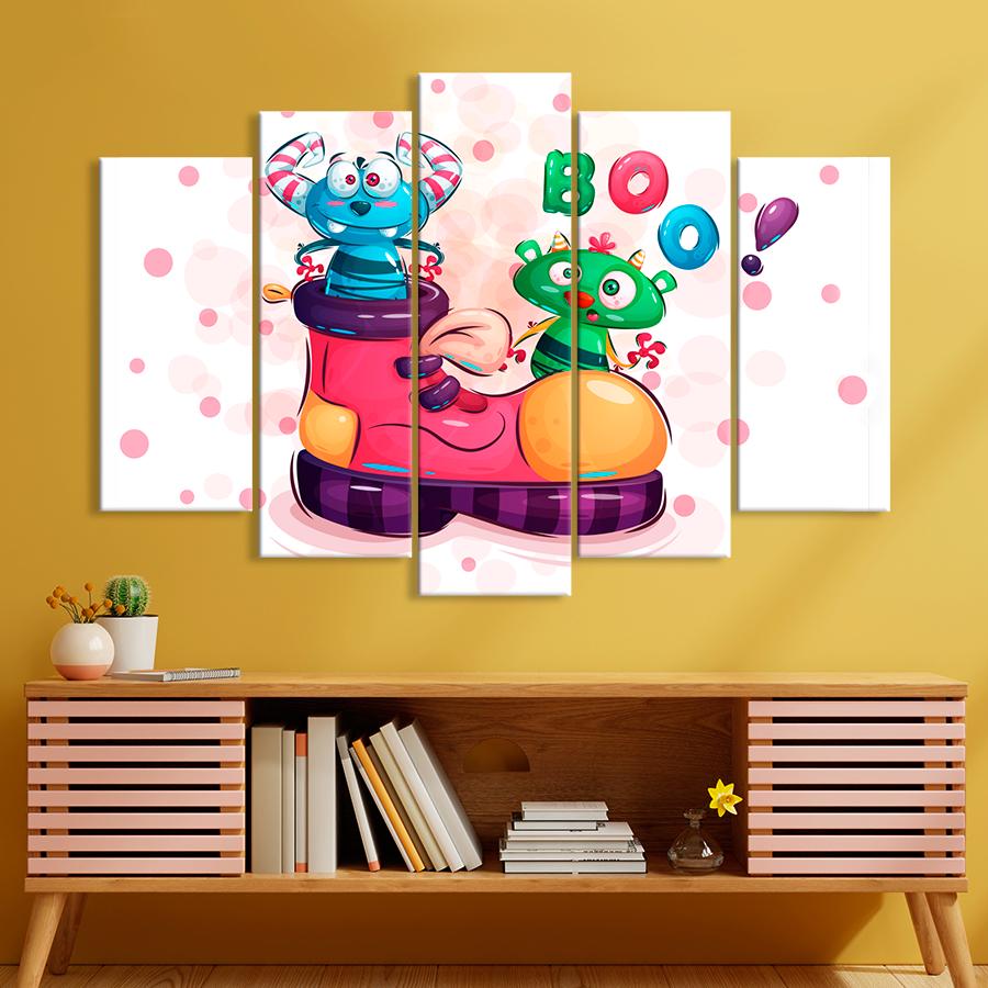 Картина в детскую комнату Необычные симпатичные монстрики 137x85 см (A1449-5)