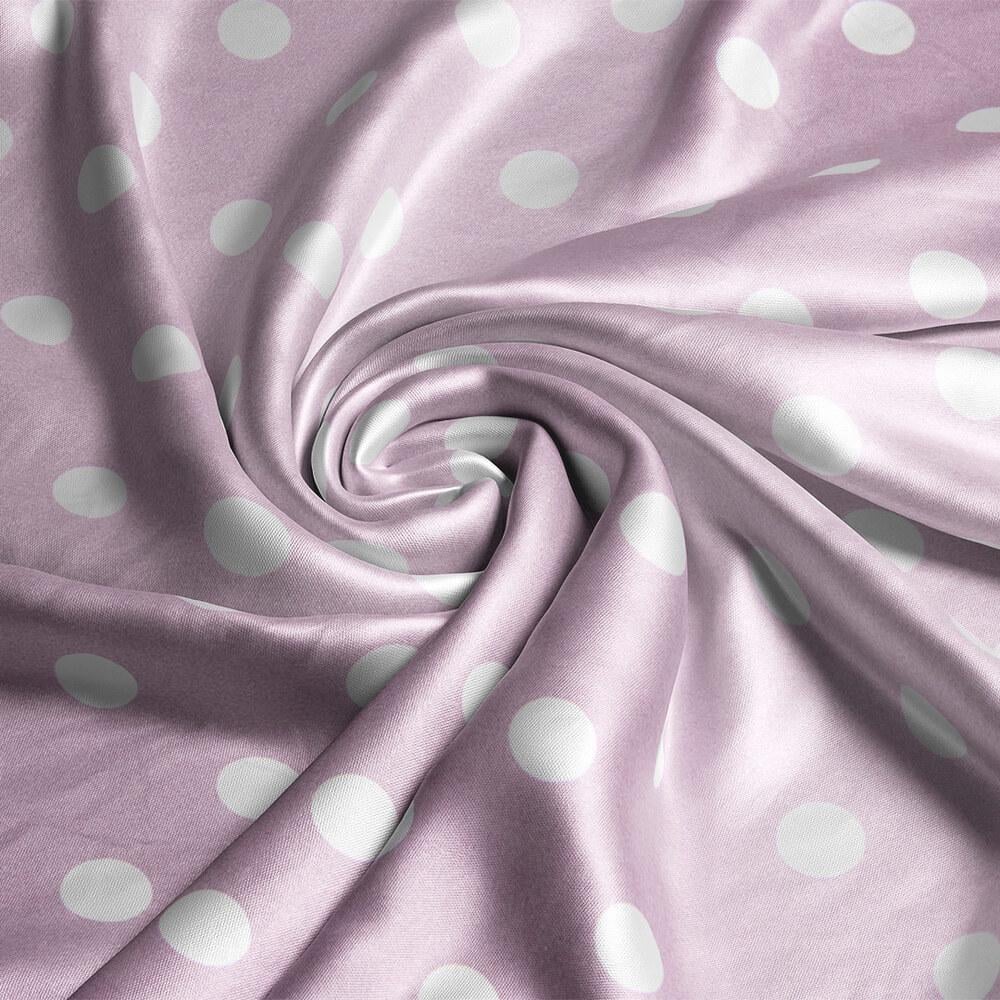 Ткань плательная атлас шелк стрейч горошок фрез