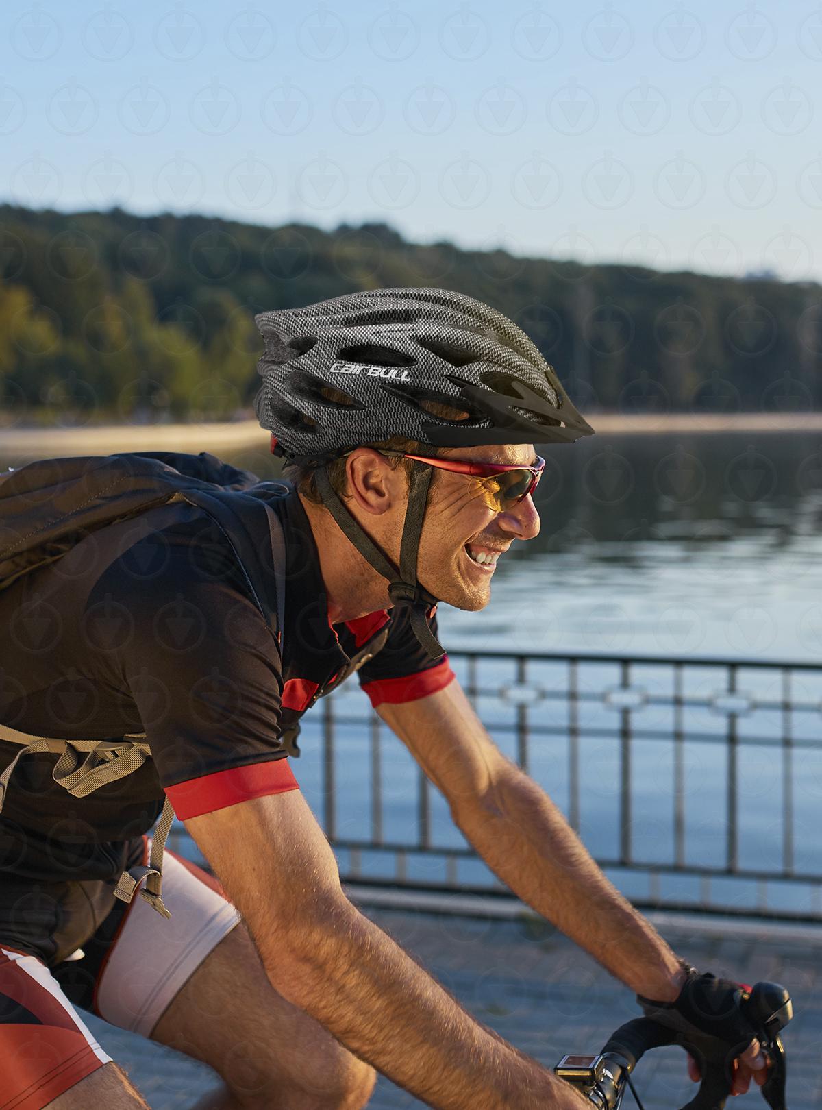 Велошлем з візором та ліхтарем унісекс Cairbull Сірий 73586) - фото 10