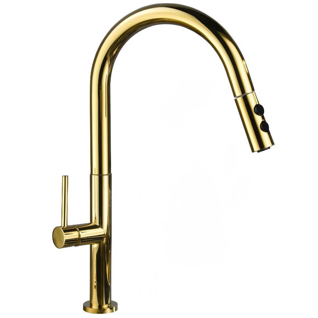 Смеситель для кухни Mexen Ava MEX-672800-50 с видвижной лейкой Золотой (172568)