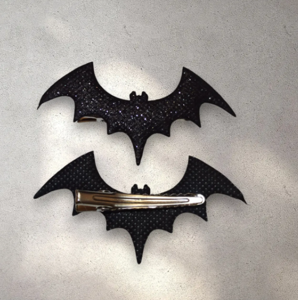 Заколки на Хелловін Кажан з блискітками One size Чорний (703161/1) - фото 2