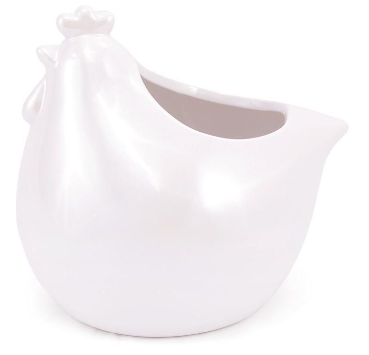 Декоративна фігурка-кашпо Курочка 15 см Білий перламутр (BD-733-229)