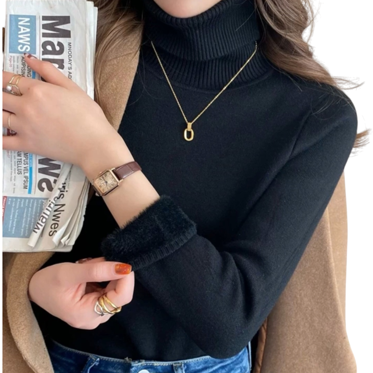 Водолазка зимова з хутром усередині L Чорний (2513174764) - фото 7 Водолазка зимова з хутром усередині L Чорний (2513174764) - фото 7