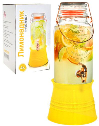Кувшин-банка для лимонада с краном на подставке 4 л (ST-9039) - фото 2