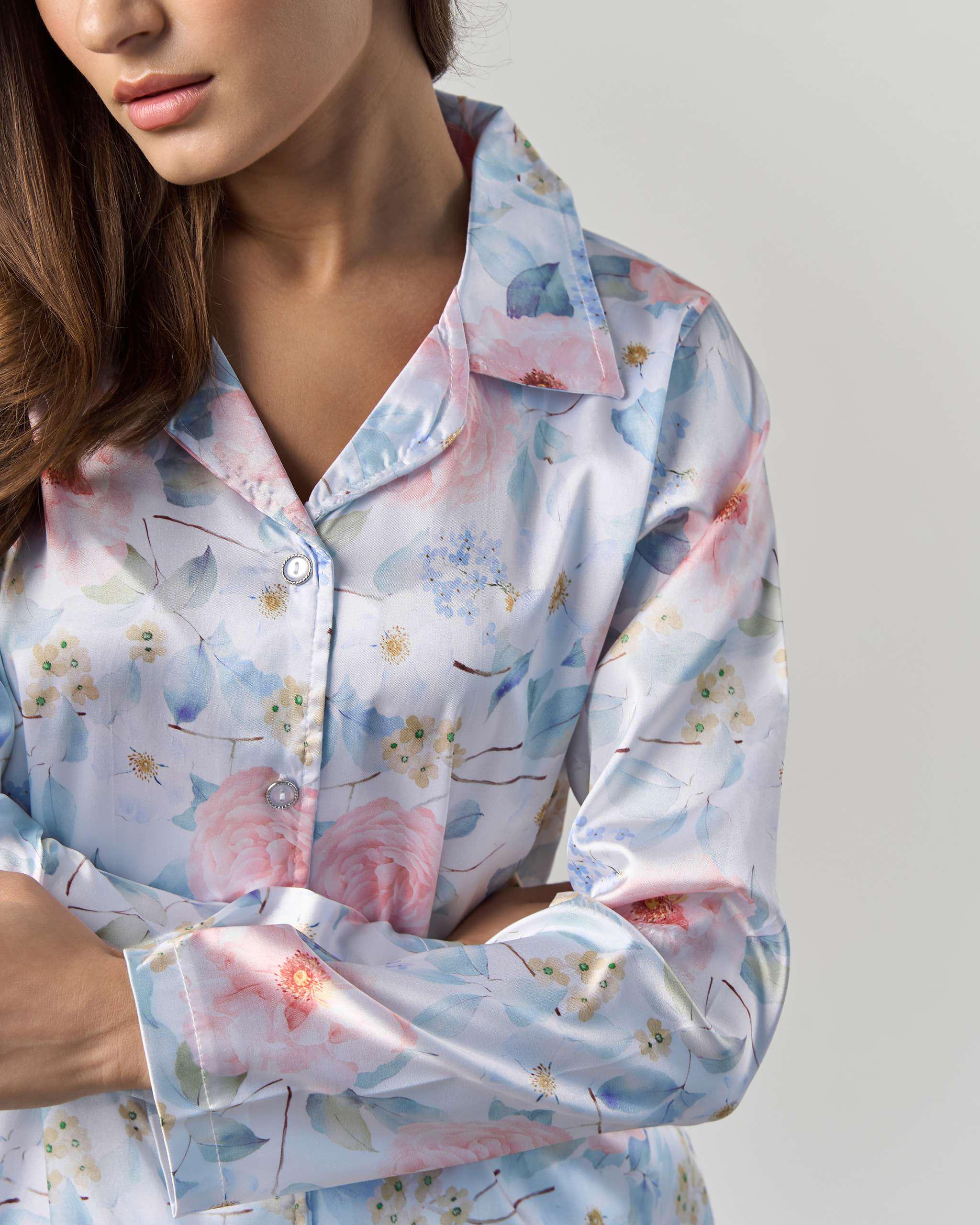 Пижама женская Цветочный принт S Молочный (92213) - фото 2 Пижама женская Цветочный принт S Молочный (92213) - фото 2